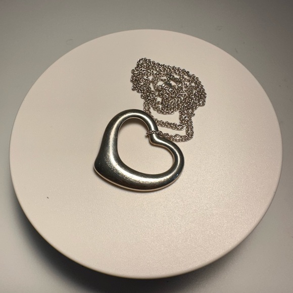 Tiffany & Co. Elsa Peretti Extra LARGE Open Heart Pendant Necklace Silver 30”